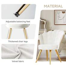 Poltrona in velluto con gambe in metallo dorato • Poltrona da toeletta per la sala trucco • Poltrona imbottita per gli ospiti per il soggiorno • Sedia laterale per la camera da letto