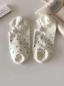 6 Pairs Women Casual Cute Polka Dot Short Socks, Breathable Boat Socks, Chic Minimalist Style, Spring/Summer