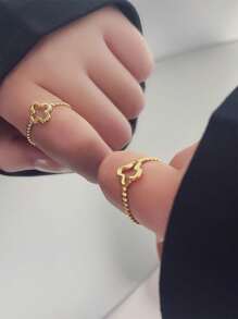 1pc Adjustable Titanium Steel Open-Ended Four-Leaf Clover Ring