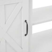 Modern Farmhouse TV Media Stand, Large Barn Inspired Home Entertainment Console, For TV Up To 70'', With Open Shelves And Closed Cabinets, White, 64.8"W*15.67"D*24.29"H