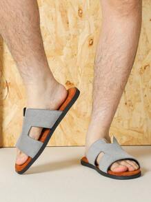 Men's 2025 Spring/Summer New Personalized Fashion Soft Bottom Non-Slip Slides, Casual Indoor Slippers In Large Size 43-45