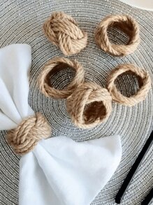 2-8 件手工编织亚麻餐巾环，带花卉设计 - 天然黄麻材料，适用于航海主题餐桌装饰，非常适合派对、婚礼、生日和用餐氛围、节日、聚会、酒店餐桌装饰 - 彩色 - 查看 8