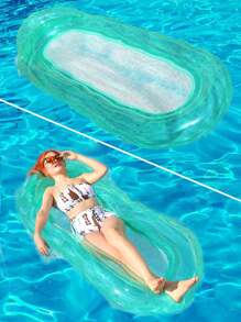 1 Set Inflatable Pool Floats, Sunbathing Water Backrest Lounger With Foot Pedal Inflatable Pump, Beach Sun Tanning Floating Raft, Fine Mesh Design To Ensure Entire Body Is Submerged In Water, PVC Wear Resistant Material, Floating Mattress Mat For Rivers And Lakes With Pillow, Water Hammock, Air Couch, Floating Chair Raft, Private Pool Lounger For Adults Ladies Men Summer Water Parties And Entertainment Vacations Resting, Beach Essentials, Beach Accessories - Multicolor - View 8