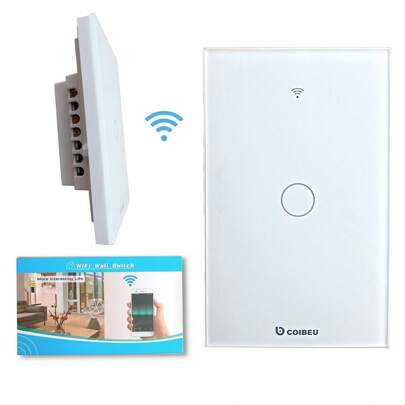 Interruptor Inteligente WiFi, Smart Sem Fio Multifuncional 1 botão (MB301 com neutro) Compatível Com Alexa
