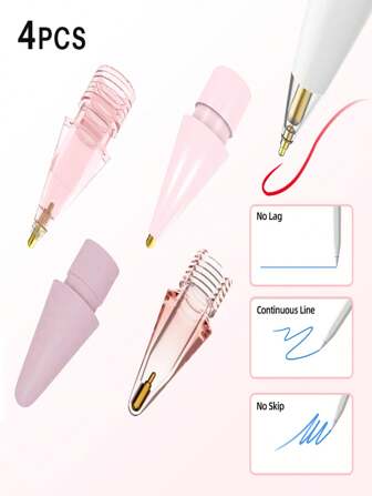 4PCS适用于铅笔笔尖第一代和第二代针管改造IPad铅笔笔头金属耐磨防滑透明IPad铅笔笔尖送给母亲、家人、朋友、生日、节日的礼物笔配件