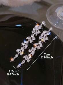 1 对优雅奢华的水晶叶设计吊坠耳环，适合正式活动、派对、婚礼