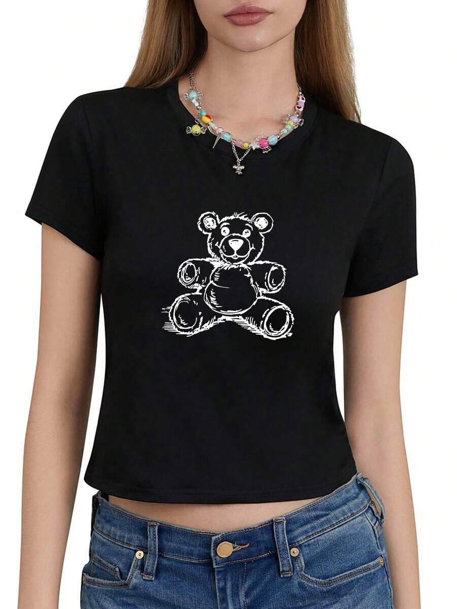 常规版型女式弹力圆领短袖 T 恤