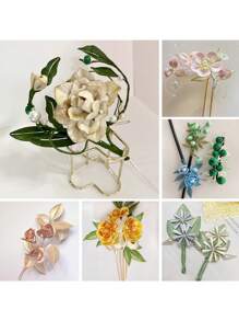 1200m/rouleau Fil de fleur enveloppé de velours sans nœud en polyester - Matériel pour épingle à cheveux, broche et franges de style antique fait à la main. Utilisé pour la fabrication de bijoux tissés à la main, assortir la fabrication de bijoux, etc.