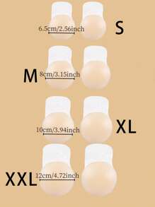 2/6 套硅胶可拉出粉色隐形胸贴，小巧提胸垫，提升乳沟，带乳贴和肩带固定器，适用于婚纱、派对、情人节 - 粉色 - 查看 7