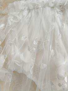 Newborn Baby Girls Rompers Flower Embroidery Mesh Tulle Dress With Headband Infant Summer Outfits Newborn Baby Girl Summer Dress Ruffle Sleeveless Floral Embroidery Romper Dress Headband Beautiful Clothes Set - 白色 - 查看 6