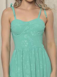 Long Dress With Straps And Loose Cups - Mint Green - View 2