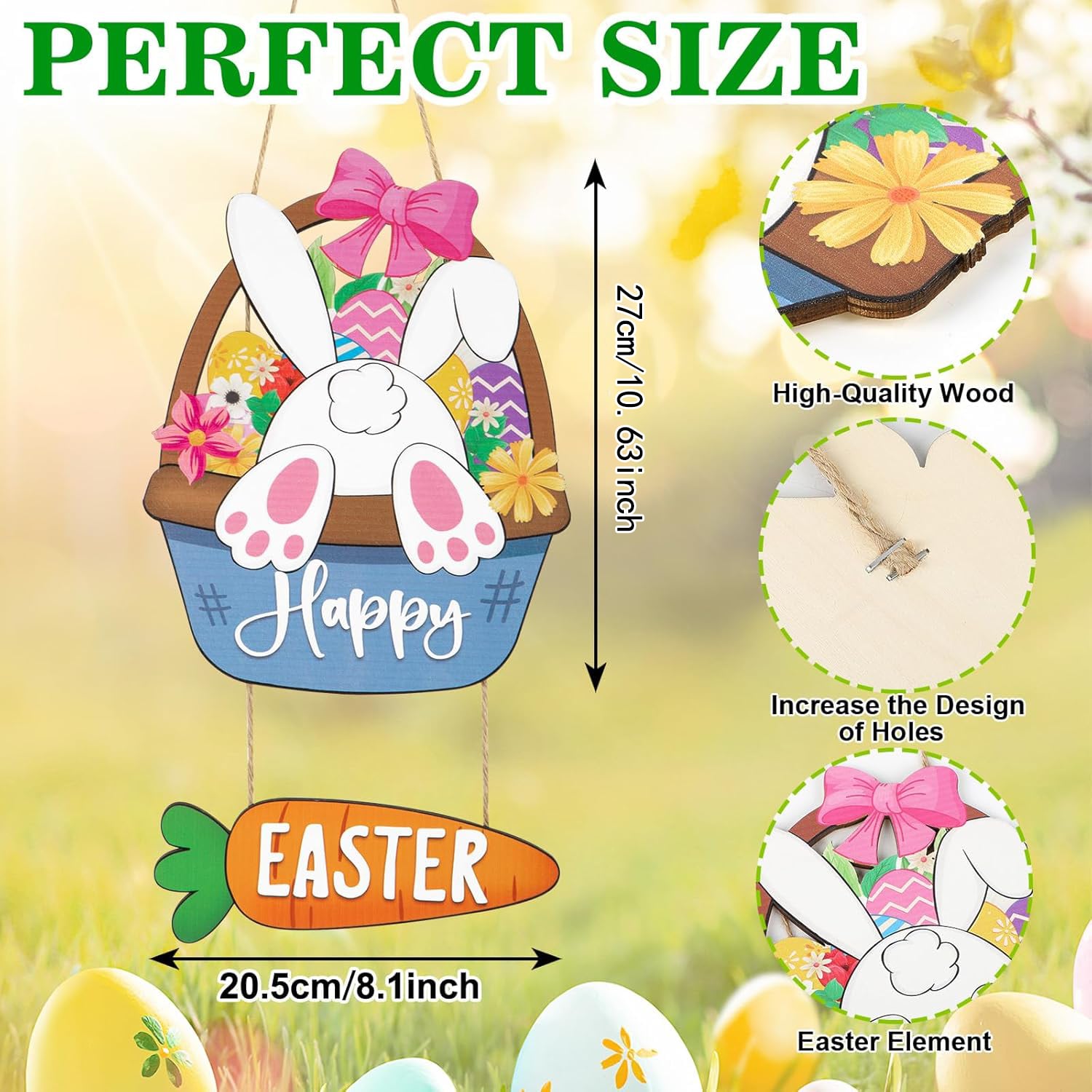 Spring Decoration Wood Door Wall Signs, Wooden Wreaths
