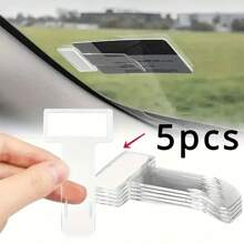 1/5 Piezas/Set Clip de almacenamiento de coche de vista clara, clip de almacenamiento adhesivo de plástico transparente para tarjetas, recibos - Clip de almacenamiento para salpicadero con fuerte adhesión - transparente - Ver 9