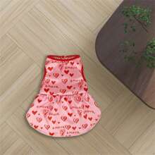 Vestido de gato para San Valentín, bonito vestido de princesa con estampado de corazón para primavera y otoño, transpirable y para perro. - Rojo - Ver 4