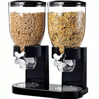 Double-Barrel High-Capacity Food Dispenser With Storage Container - Smart Grain & Snack Distribution System For Kitchen Organization (Ideal For Oatmeal, Cereal, Candy, And Bulk Foods)