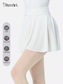 DonsGirl 1 pieza Falda midi con volantes de tela elástica suave y de malla con diseño de abertura en la cintura para ballet, danza y vestuario de animadoras de DonsGirl