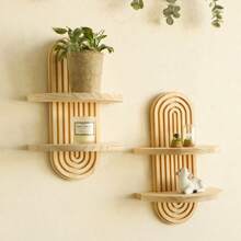 1pc Simia Wall Mounted Bookshelf/Wall Storage Rack/Boho Style Display Rack/Pine Hanging Rack Room Decors Garden Decor Wedding Decor Home Decors
