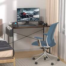 Tiger Stripes Wooden Office Computer Desk Workstation With Storage Bag - Stylish Writing Table For Enhanced Productivity