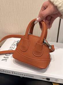 1pc Cute Girl Niche High-End Girl Bag New Candy Color Mini Cute Shell Bag Can Be Cross-Body Handbag Small Bag Litchi Pattern Pu Material Fashionable Girl Bag Is Very Suitable For Taking Out To Play And Can Also Be Given As A Gift To Friends
