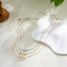 1 件不对称金属环链简约项链和百搭精致颈链