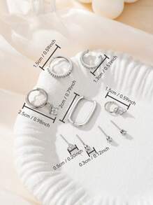 Set de cercei din zirconiu cubic strălucitor de 9 bucăți, inclusiv cu știfturi, cu clips, cercei suspendați, multi-purtați pentru zi cu zi, petreceri, toate anotimpurile