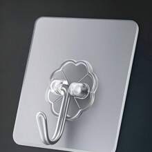 1pc Damage-Free No Drill Mark Wall Hook, Adhesive Strong Sticky Hook, Bathroom Hanger, Heavy Duty Wall Mounted Rack, Removable, Transparent, Waterproof, Rustproof, Suitable For Clothes, Hats, Shoes, Accessories, Kitchen, Bathroom, Living Room, Bedroom