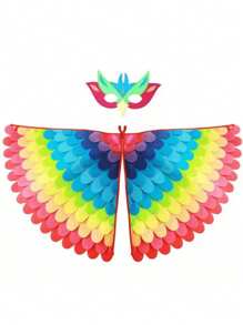 1PC Bird-Wings-Costume For Kids Dress Up, Felt Feathered Festive Attire Set - Felt Non-Woven Fabric Masks And Wing Sets For Hummingbirds, Phoenixes, Hawks, Green Parrots, Costume Hallowen Party, Bird-Costume-Peacock-Wings For Kids With Bird, Gift For Girl Boys, Interactive Game, Party Game, Holiday Accessory
