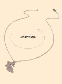 1件复活节礼物 简约银链兔子吊坠项链 女士日常节日饰品 - 銀色 - 查看 3