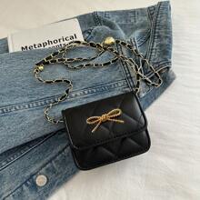 Fashionable Structured Mini Shoulder Bag, Girls' Crossbody Purse For & Coins - A - View 8