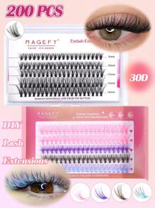 200 Cluster 5 Colors CC Curl Eyelashes Kit,Winky Colorful Cluster Lashes Eyelash Extensio,Mixed Style 30D Individual Lashes, 8-10-12-14-16mm With Longer Curls,Personal DIY Eyelashes Of Different Lengths,Natural Soft Handmade Eyelashes For Everyday Use - CC - 查看 1