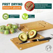 Wood Cutting Board Set 3-Piece: Small, Large & Extra Large - Charcuterie Board, Non-Plastic, Heavy-Duty, Dishwasher Safe (Bamboo)