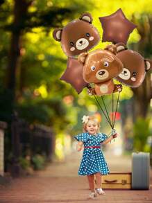 Set de 1 a 5 globos con diseño de oso, decoración para fiesta de cumpleaños con tema de animales, globos de papel de aluminio