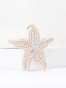 Spilla di moda con perle e stelle marine per donne, decorazione per vestiti, abiti, accessorio per feste, banchetti, regalo