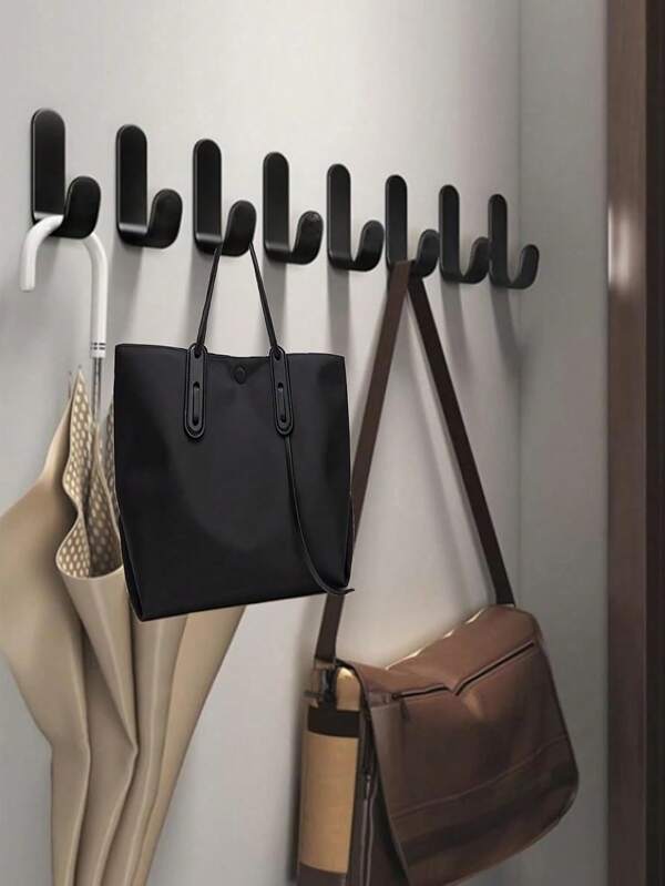 10pcs {PP Plastic Hook} Non Perforated J-Type Hook Wall Mounted Hook Household Coat Hook