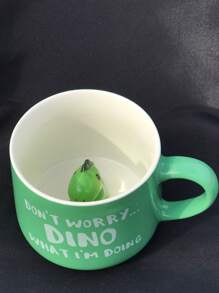 1 pieza Taza de cerámica blanca de 350ml/11.84 onzas con diseños de animales en 3D como perezoso, rana, vaca, patito, unicornio, pequeño dinosaurio, taza de café y té creativa para volver al colegio