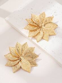 1 Pair European & American Exaggerated Leaf Design Earrings, Elegant Round Minimalist Versatile Accessories