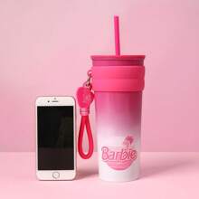 Miniso Vaso grande de acero inoxidable de Barbie con pajita y colgante como opción de regalo (800 ml) - Rojo y blanco - Ver 8