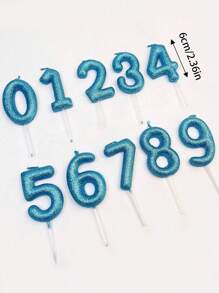 Light Blue Decoration Digit 0-9 Birthday Party Cake Decorative Candles - Blue - View 8