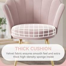 Velvet Accent Chair With Gold Metal Legs • Vanity Chair For The Makeup Room • Upholstered Guest Chair For The Living Room • Side Chair For The Bedroom - 粉色 - 查看 6