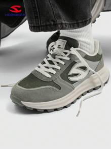 HOBIBEAR Comfortable Minimalist Men's Sports Shoes, Lace-Up Fashionable Athletic Casual Shoes, Mountain Hiking Shoes - Gray Green - View 1