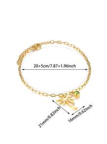 1 szt. Palm Tree Birthstone Anklet dla kobiet Delikatny kokosowy łańcuszek na kostkę Letnia biżuteria plażowa Modne dodatki Prezent na Walentynki, mama, matka, Dzień Matki, prezent