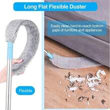 Telescopic Long Handle Broom For Home Blinds Dust Microfiber Brushes To Install Easy To Use Household Cleaning Tools - White - View 6