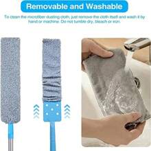 Telescopic Long Handle Broom For Home Blinds Dust Microfiber Brushes To Install Easy To Use Household Cleaning Tools - White - View 7