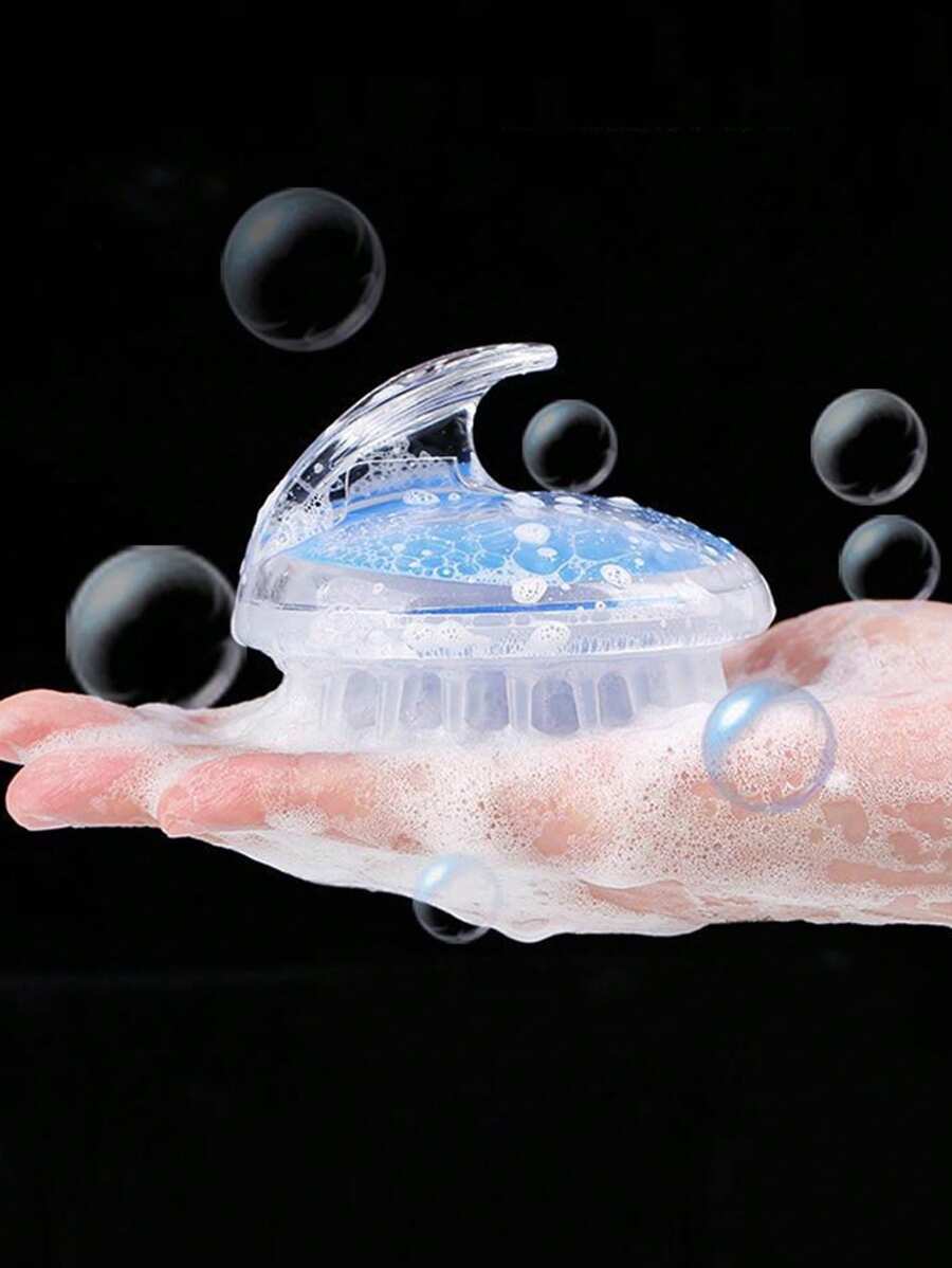 1 件装透明水晶硅胶头皮按摩刷、洗发梳、缓解头皮瘙痒 - 彩色 - 查看 1