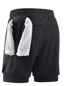 Men's 2-In-1 Double Layer Quick Dry Breathable Shorts, Men's Fashion Bull Head Printed Summer Fitness Training Sports Shorts With Slight Elasticity