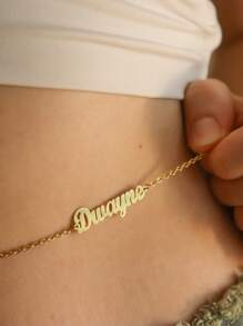 1Pc Personalized Name Waist Chain, Custom Name Belly Chain, Sexy Name Waist Chain, Summer Beach Body Jewelry Fashion Accessories, Ladies Jewelry, Best Friend Gift