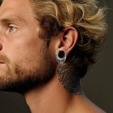 2 piezas de pendientes perforados con diseño de esqueletos estilo punk, expansores, dilatadores de acero inoxidable, joyería corporal para hombres y mujeres
