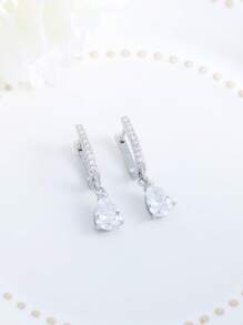 Orecchini ad anello a goccia in zirconia cubica argento, orecchini eleganti ipoallergenici per donne, adatto per uso quotidiano, regalo di compleanno