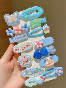 14pcs Kids Princess Cartoon Bow Hair Clips, Cute High-Quality Butterfly Hair Clips For Girls, No Card Paper Packaging