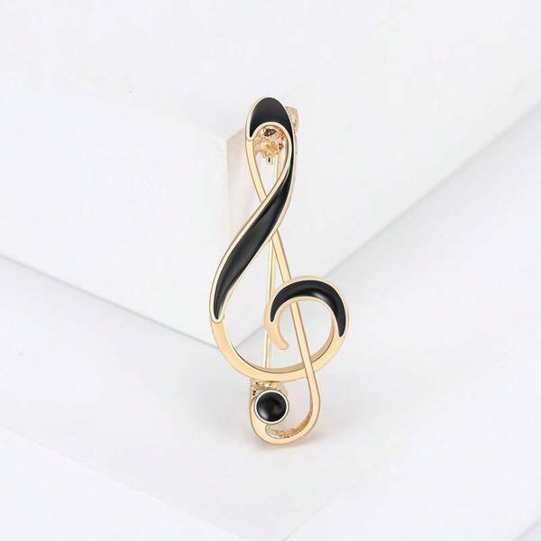 1 Peça Broche de Lapela em Metal com Formato de Nota Musical, Design Simples e Elegante para Terno/Camisa, Unissex